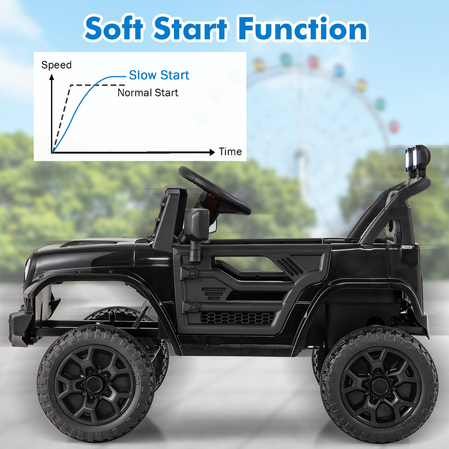 12V Kids Ride on Truck Battery Powered Car with Parental Remote-Black