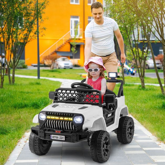 3 Speeds Battery Powered Kids Ride on Truck Car with Parental Remote-White