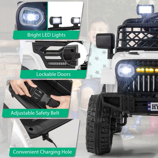 3 Speeds Battery Powered Kids Ride on Truck Car with Parental Remote-White