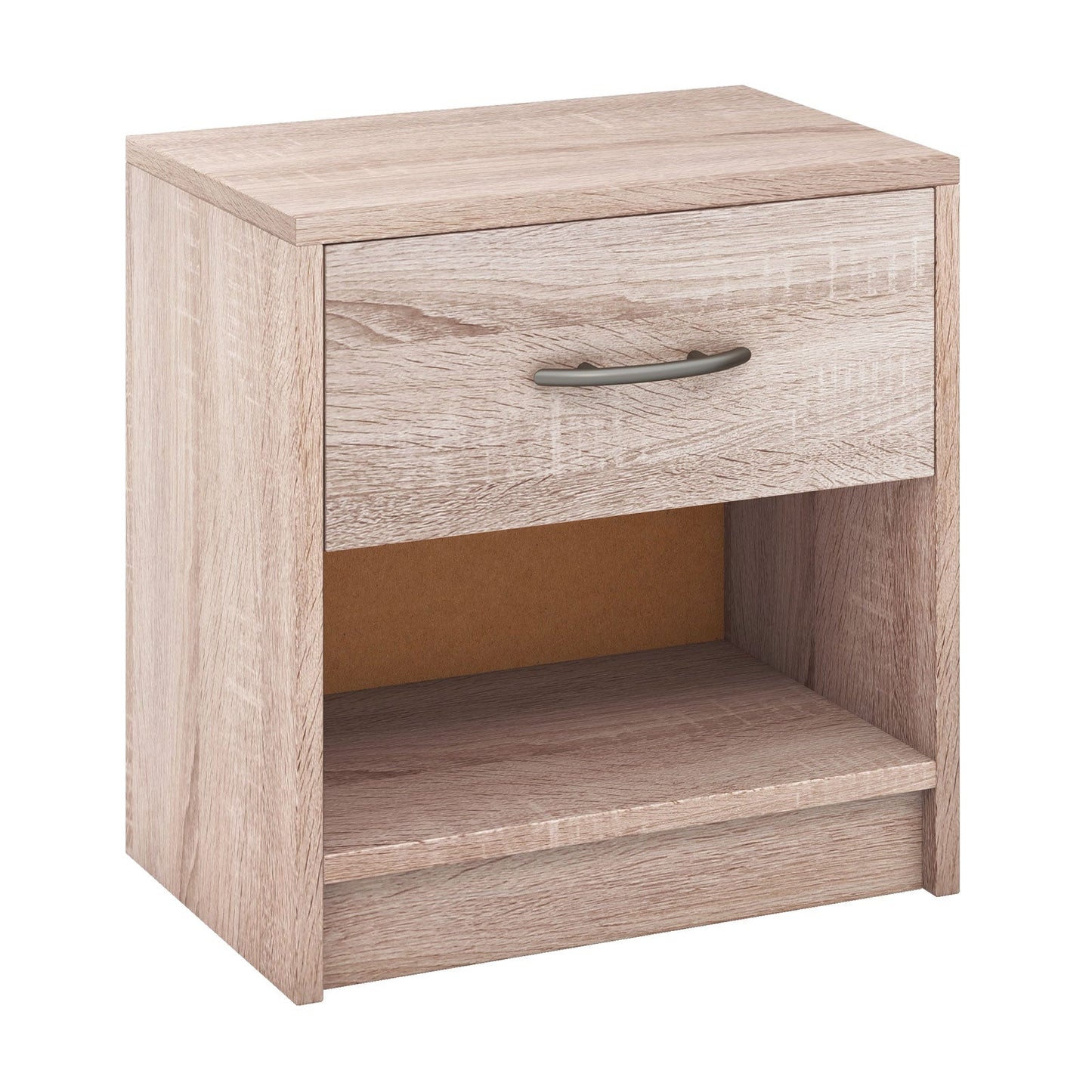 3-Tier Nightstand with Drawer and Open Storage Shelf for Small Spaces-Natural