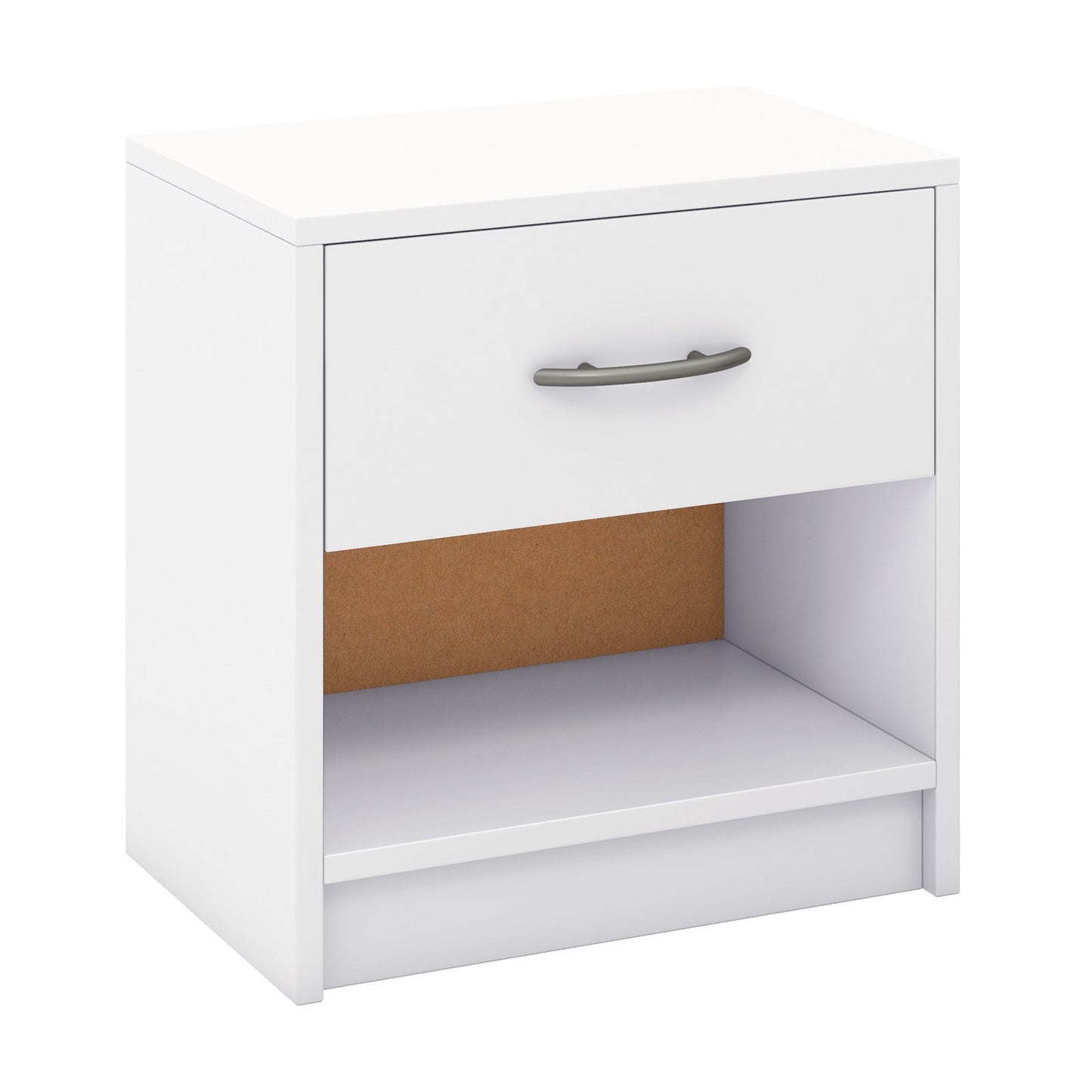3-Tier Nightstand with Drawer and Open Storage Shelf for Small Spaces-White
