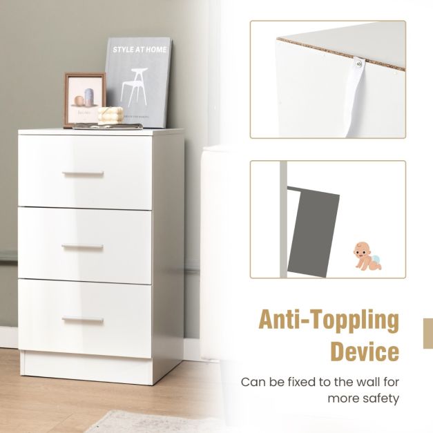 Set of 2 Nightstands with 3 Drawers Nightstand 37.1 x 34.2 x 66.5 cm White
