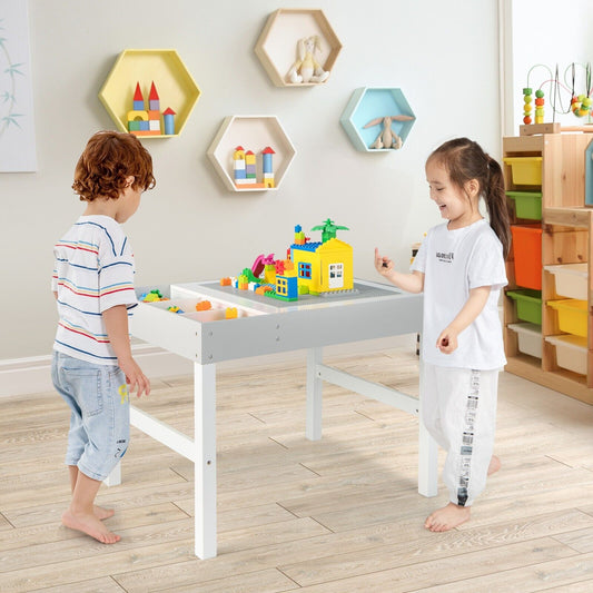 3-in-1 Wooden Kids Activity Table with Reversible and Removable Tabletop-White
