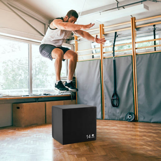 3 In 1 Foam Plyometric Box with 3 Heights and Easy-to-Clean PU Cover-16 Inch