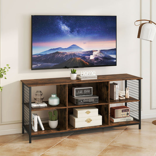 3-tier Entertainment Center with Power Outlets-Rustic Brown