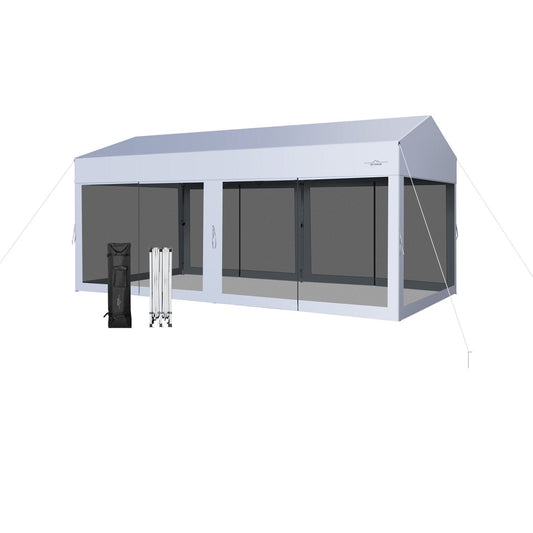 3 x 6 m Pop-Up Canopy UV Screen House Party Tent with Removable Sidewalls-White