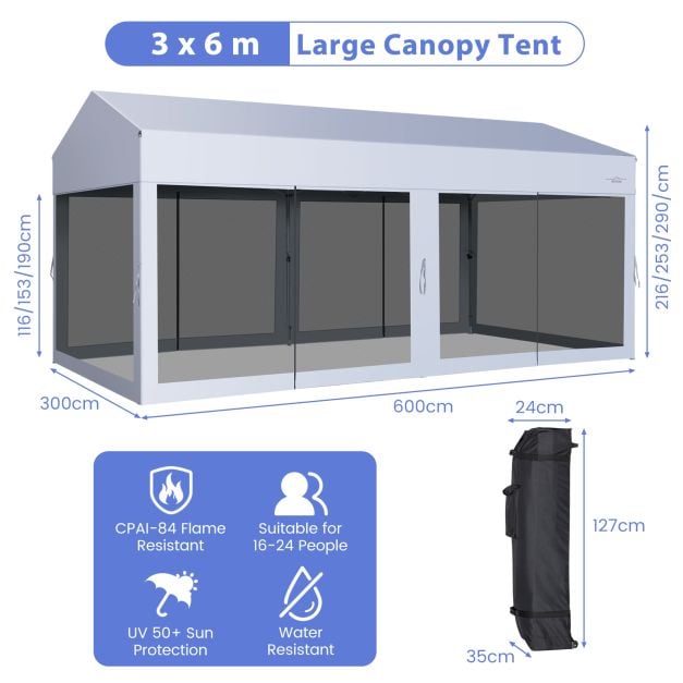 10 x 20 Feet Pop up Canopy Tent with Removable Sidewalls for Party-White
