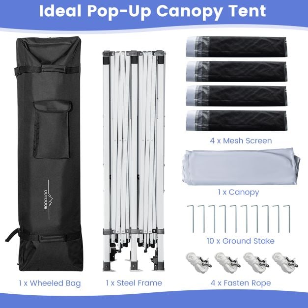 10 x 20 Feet Pop up Canopy Tent with Removable Sidewalls for Party-White