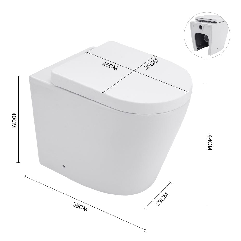 55cm D Wall Mounted Elongated Toilet