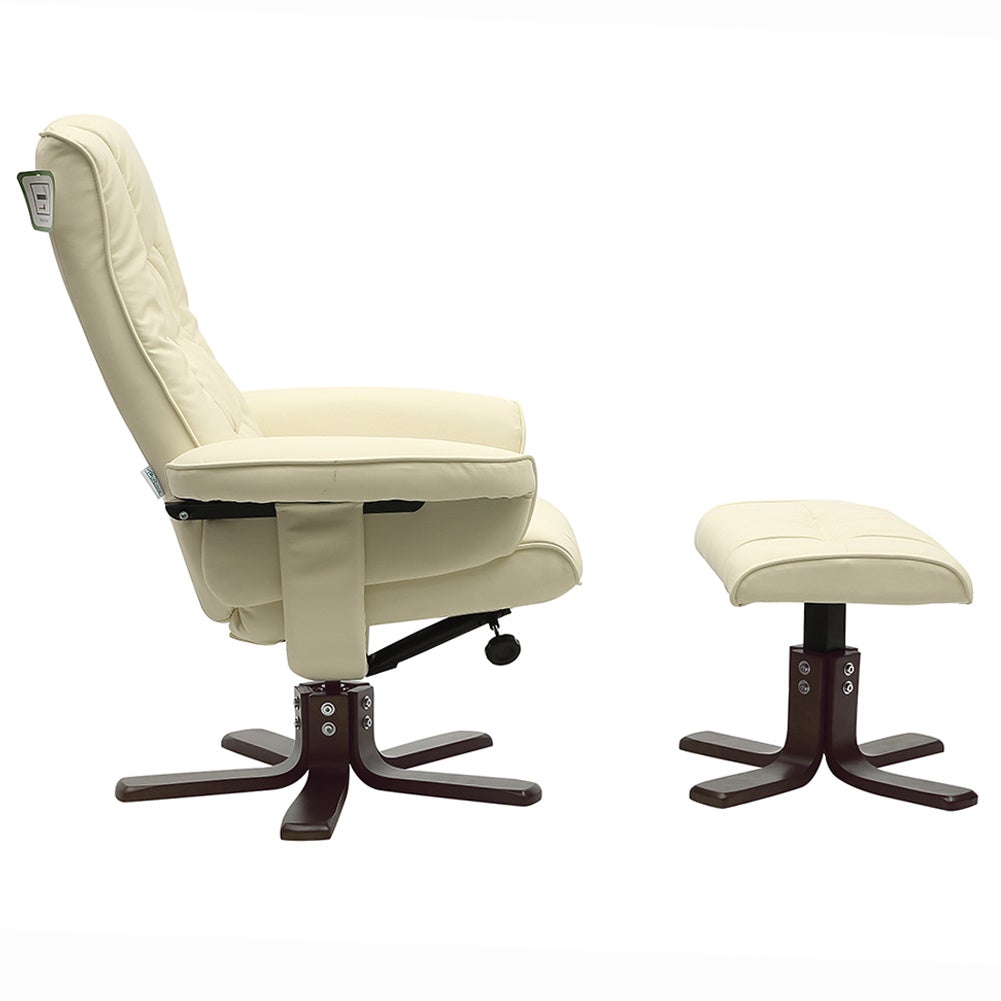 PU Leather Swivel Recliner Chair Armchair with Footstool