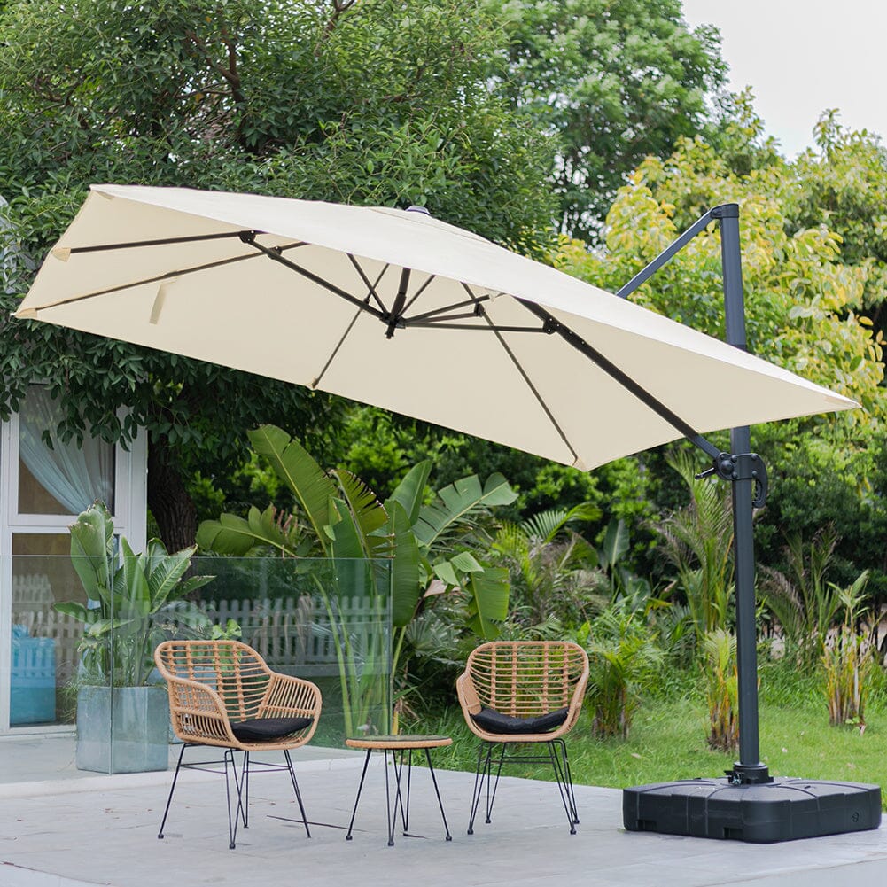Jasnoszary 3 x 3 m kwadratowy parasol wspornikowy do ogrodu i na patio
