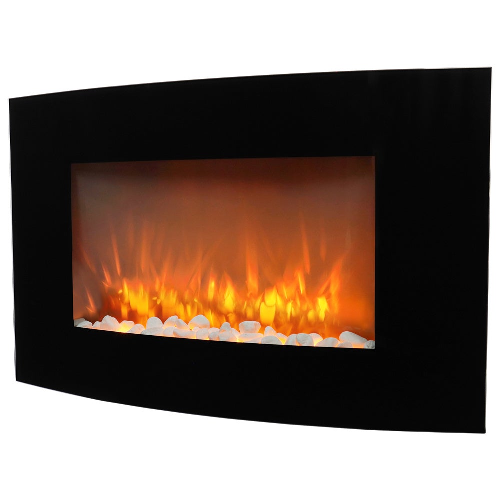 35 Inch Curved Screen Electric Fireplace Realistic 1800W Fire Effect Heater