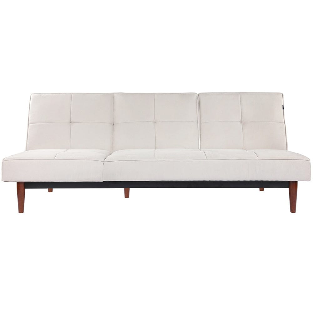 Faux Suede 3 Seater Upholstered Sofa Bed with Wood Legs
