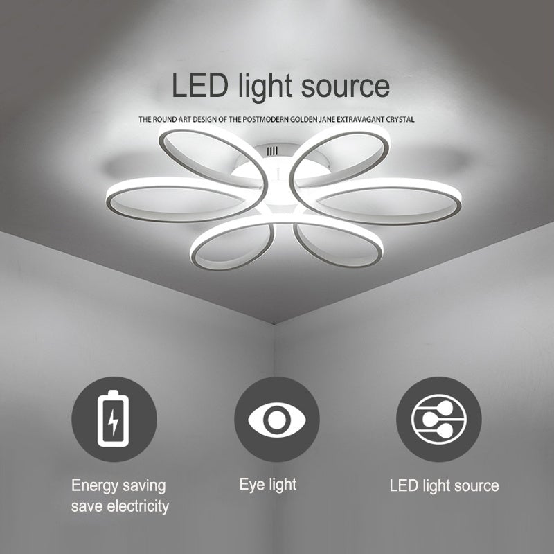 Floral 6 Rings Modern LED Ceiling Light Dimmable with Remote Control