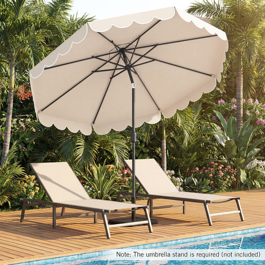 3m Patio Umbrella with Push Button Tilt and Crank-Beige