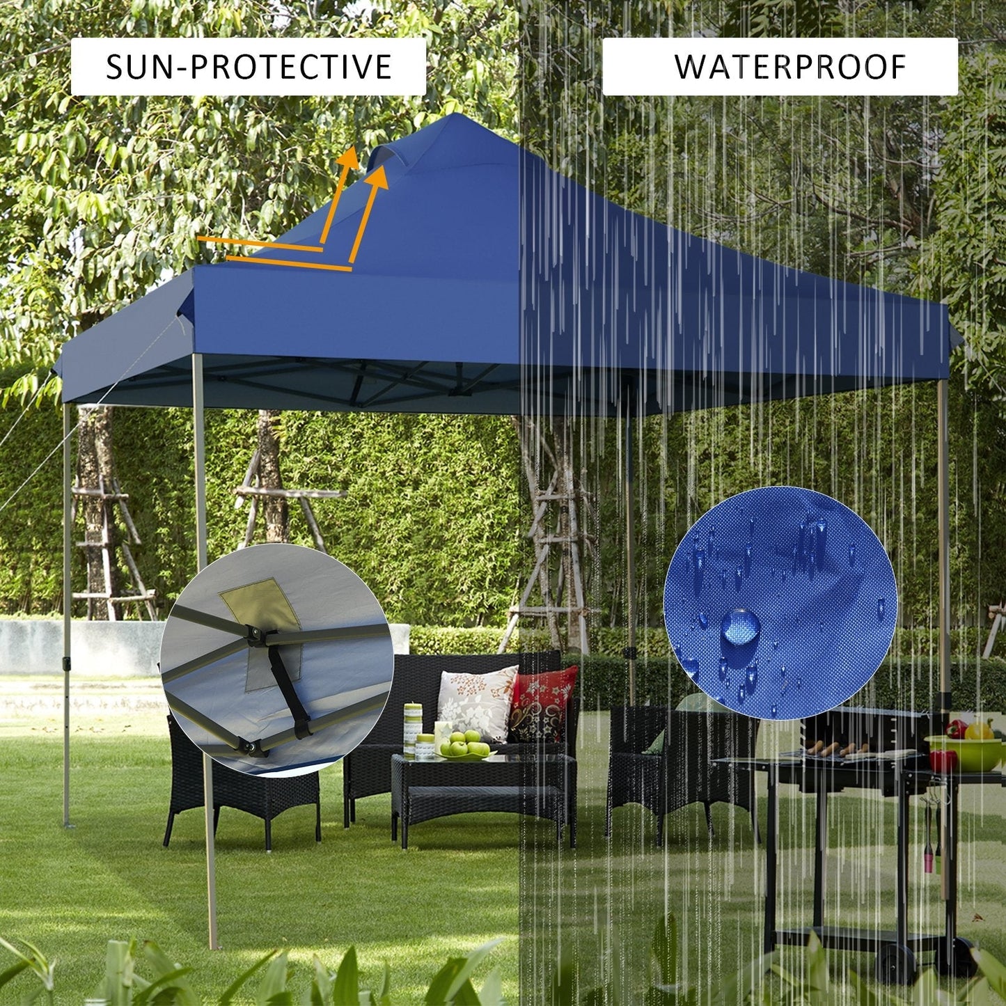 3m x 3m Pop Up Canopy Tent Commercial Instant Shelter-Blue