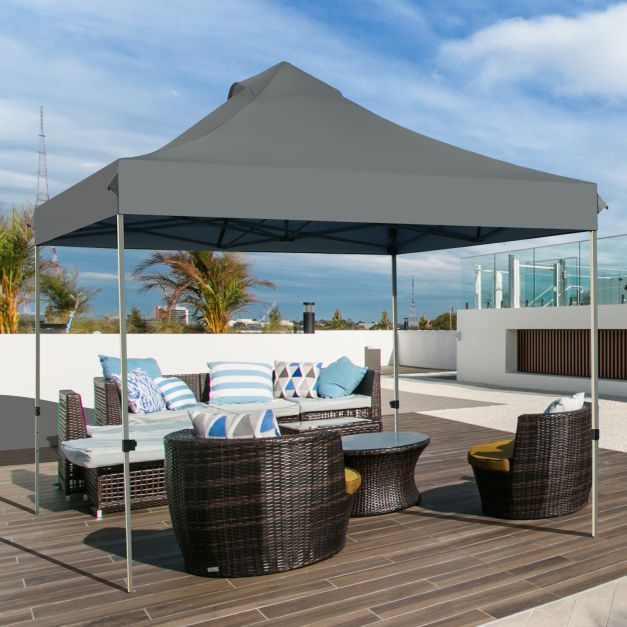 10' x 10' Portable Pop Up Canopy Event Party Tent Adjustable with Roller Bag-Gray