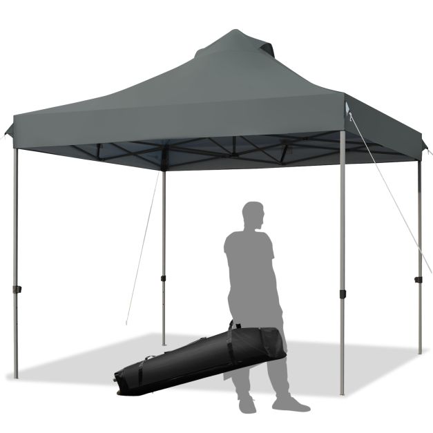 10' x 10' Portable Pop Up Canopy Event Party Tent Adjustable with Roller Bag-Gray