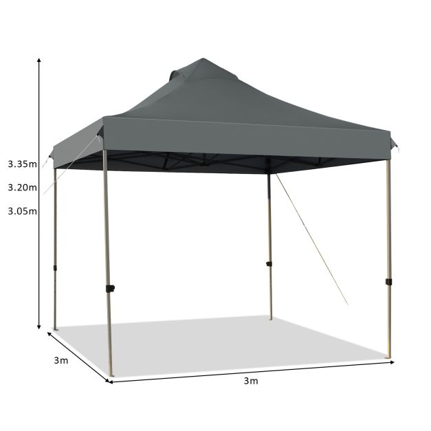 10' x 10' Portable Pop Up Canopy Event Party Tent Adjustable with Roller Bag-Gray
