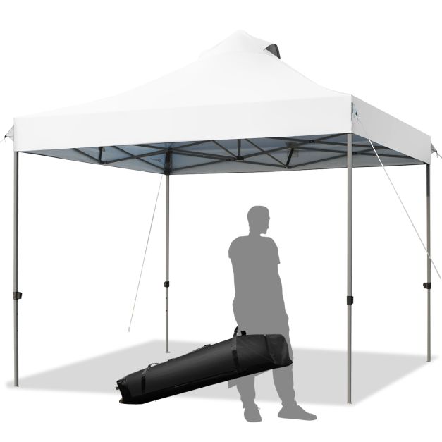 10' x 10' Portable Pop Up Canopy Event Party Tent Adjustable with Roller Bag-White