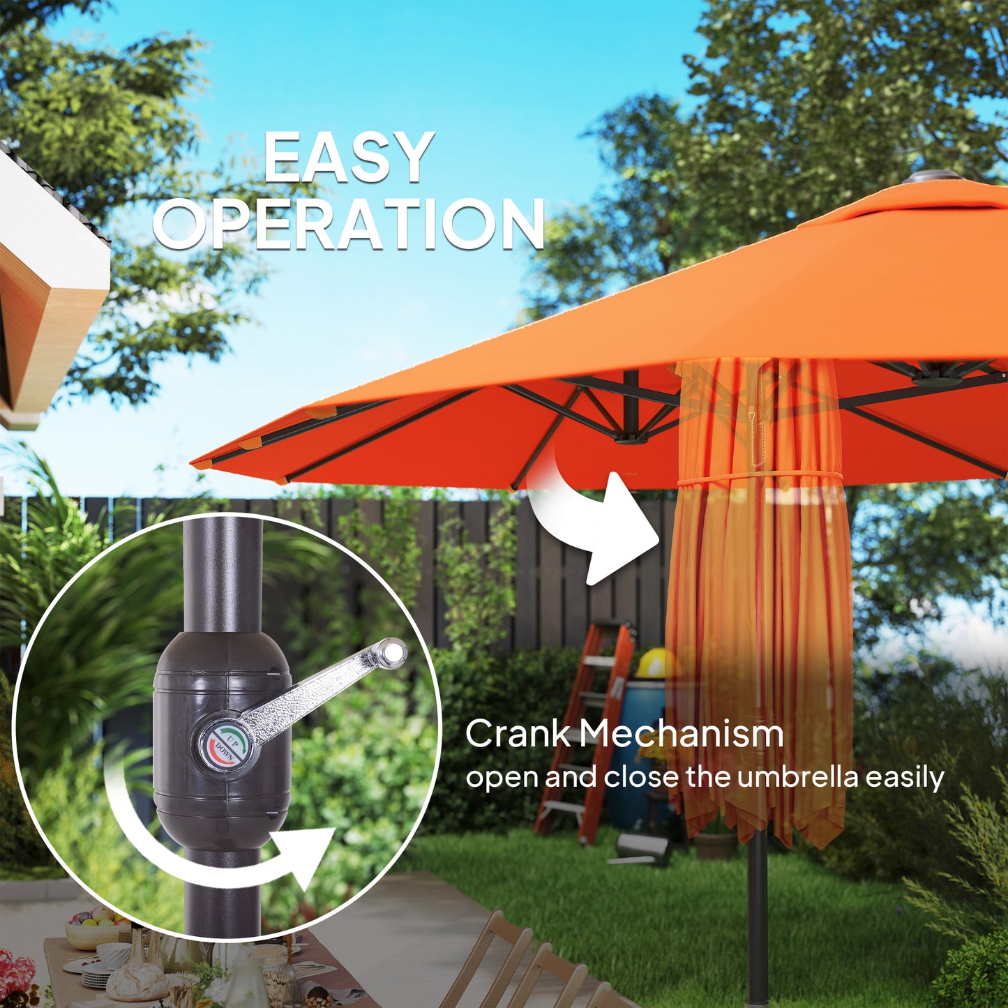 Outsunny 4,6 m dwustronny parasol ogrodowy - pomarańczowy