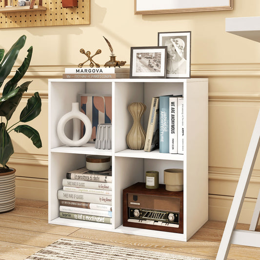 4-Cube Book Shelf Wooden Bookshelf Modern Bookcase Storage Organizer
