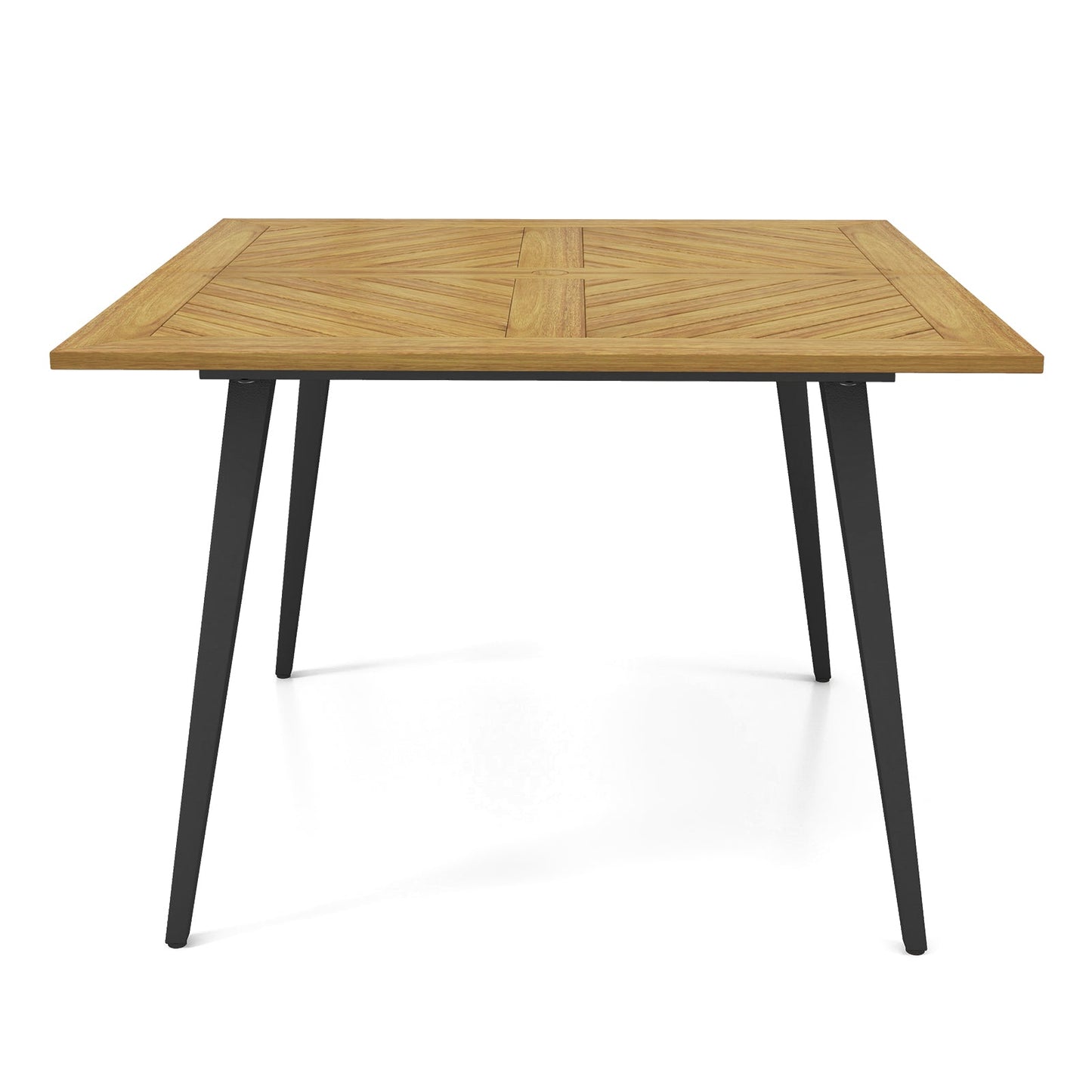 4-Person Acacia Wood Patio Table with Metal Legs