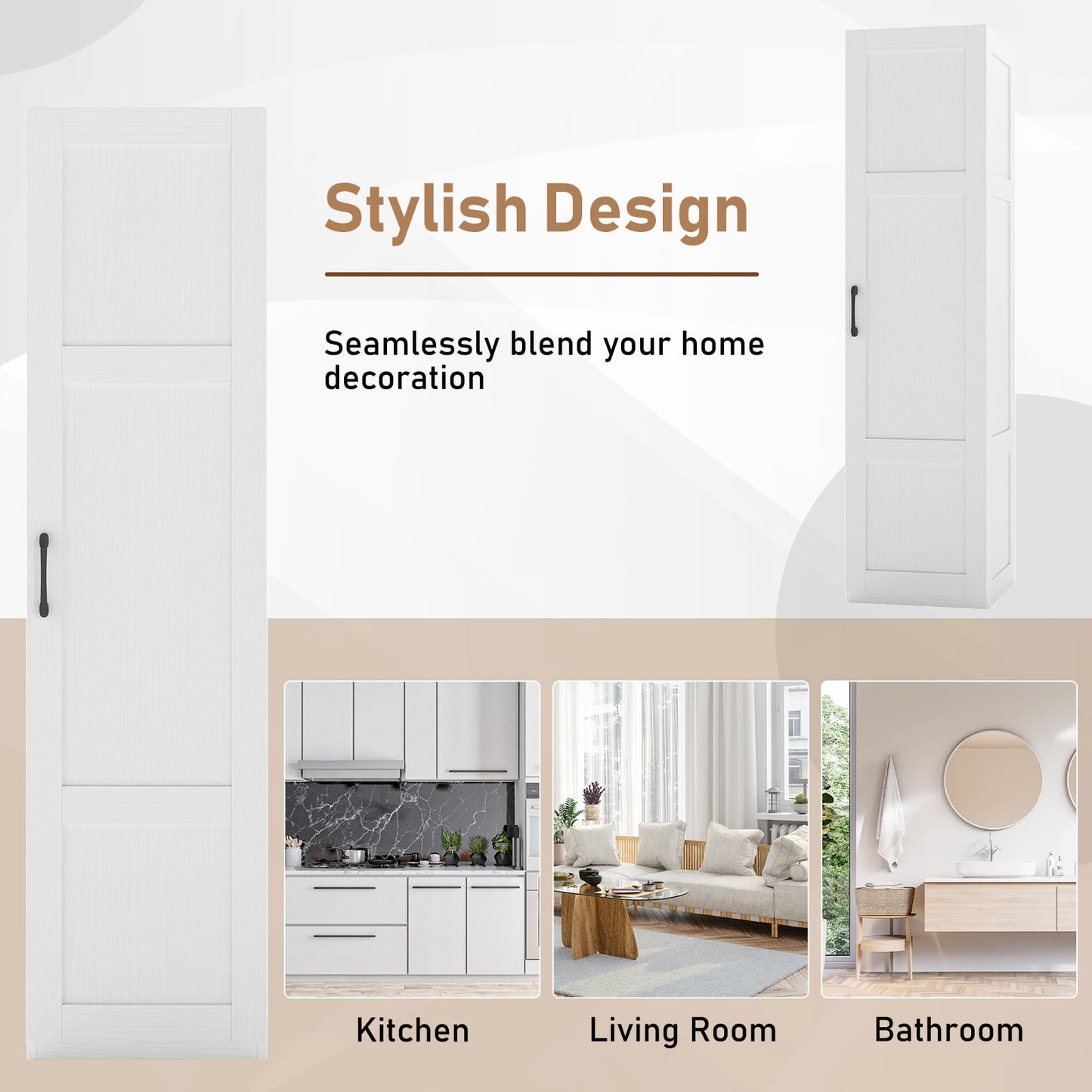 150 cm Tall 4-Tier Freestanding Storage Floor Cabinet-White