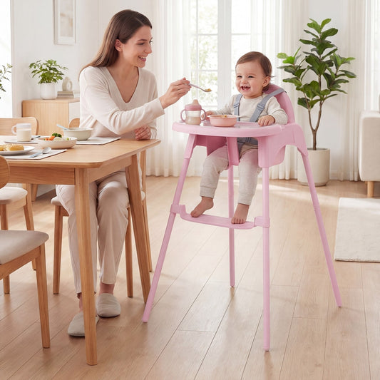 4-in-1 Convertible Baby High Chair in Pink, image 2