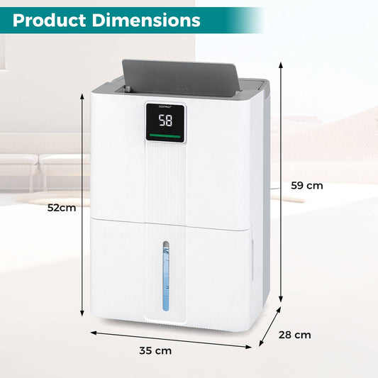 40L Dehumidifier for Home 50 M2 Portable Dehumidifier with 3 Modes-White