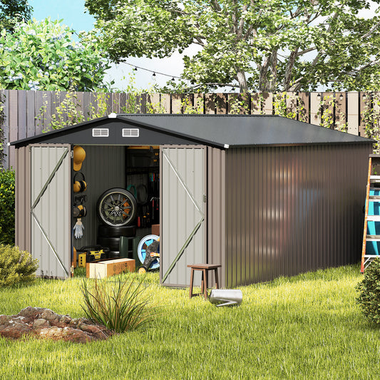 426 cm x 300 cm Outdoor Storage Shed Large Garden Tool House-Grey