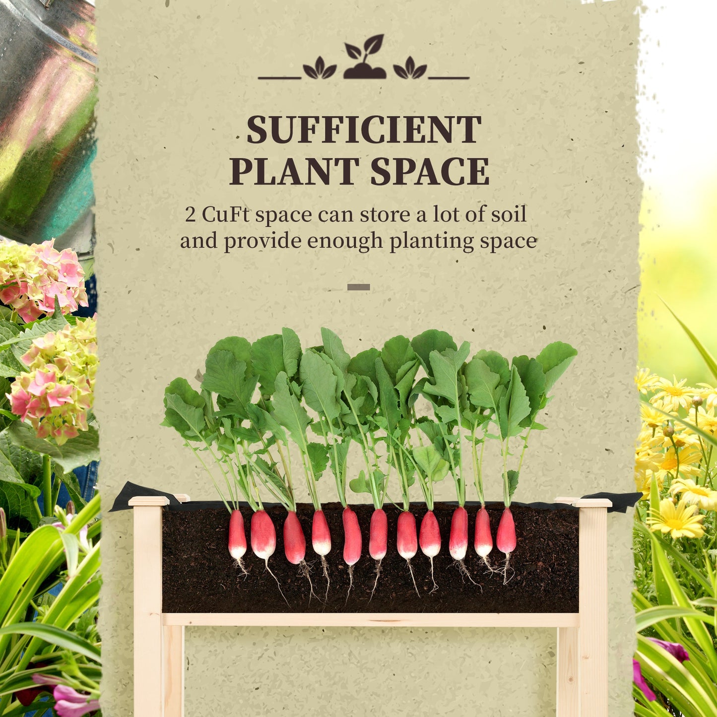 Outsunny Garden Wooden Planters_ Rectangular Raised Bed,Flower Box, Fir Wood Indoor/Outdoor, Oak Tone, 86L x 46W x 76Hcm