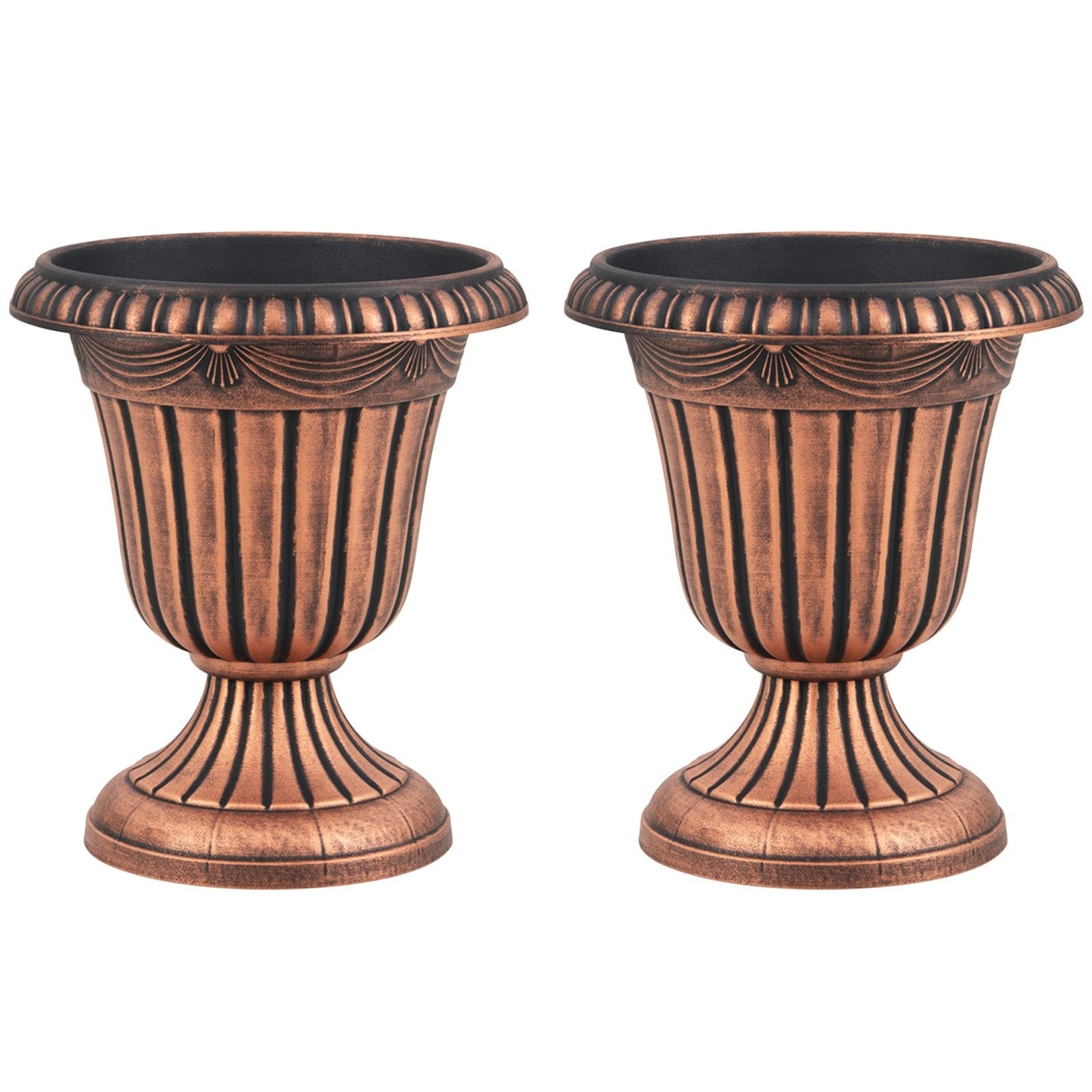 46cm Tall Vintage Planters Set of 2 Urn Plastic Flower Pots-Bronze