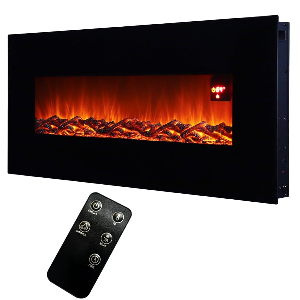 50 Inch Wall Mounted Electric Fireplaces with Logs 1800W Electric Fireplace