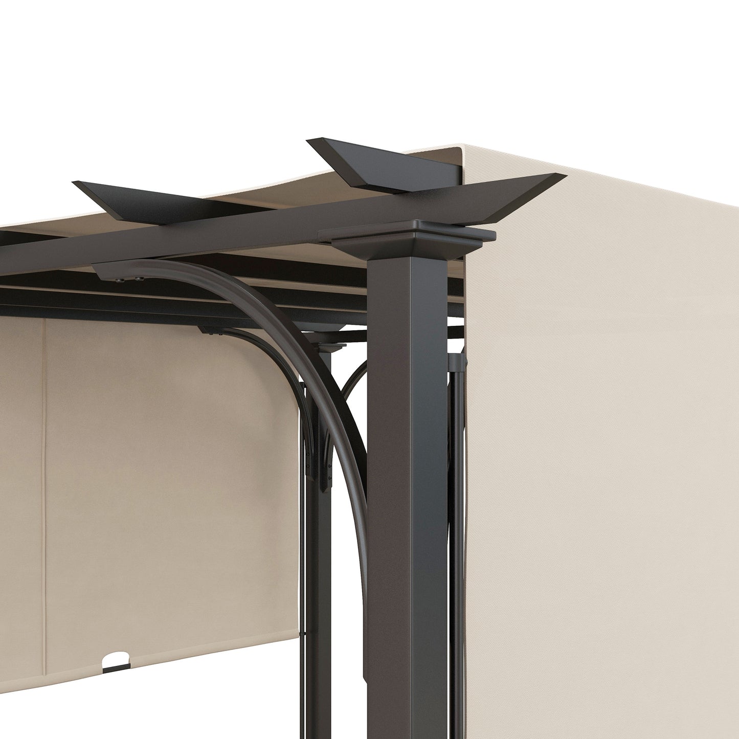 Outsunny 3 x 3(m) Pergola zewnętrzna, ogrodowa pergola z regulowanym zadaszeniem, beżowa