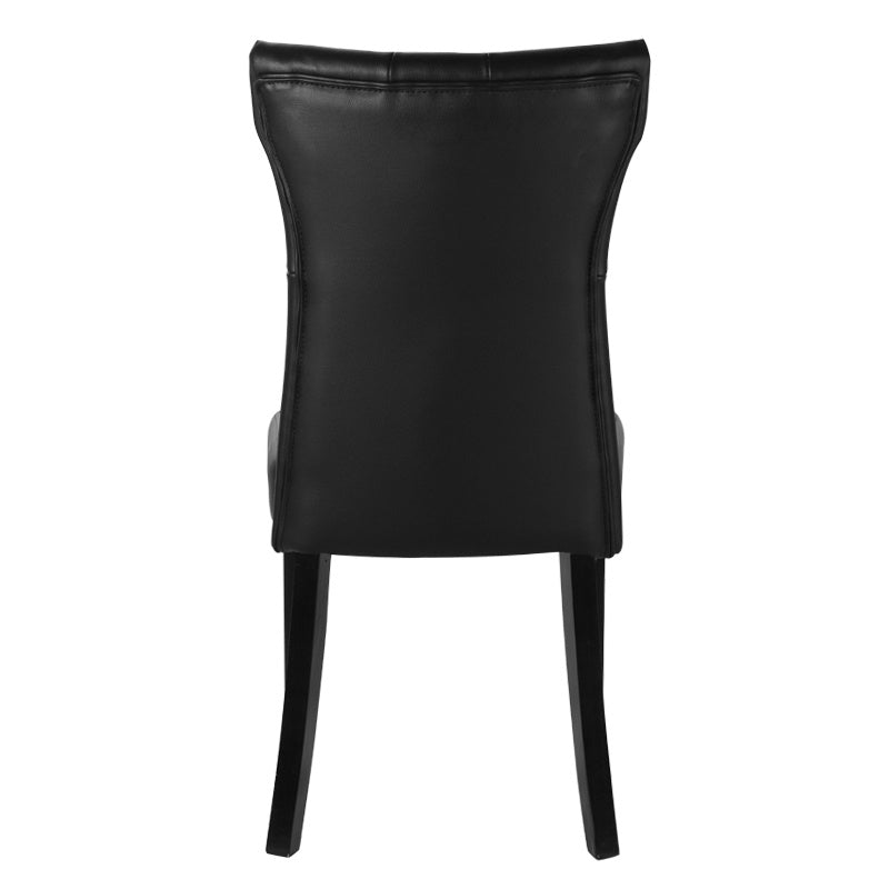 92cm Height Set of 2 Faux Leather Dining Chairs Buttoned High Back Side Chairs