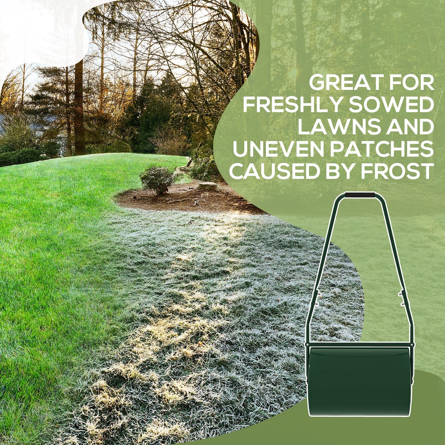 Outsunny 63 L Heavy Duty Water Or Sand Filled â30cm Garden Steel Lawn Roller Drum - Dark Green