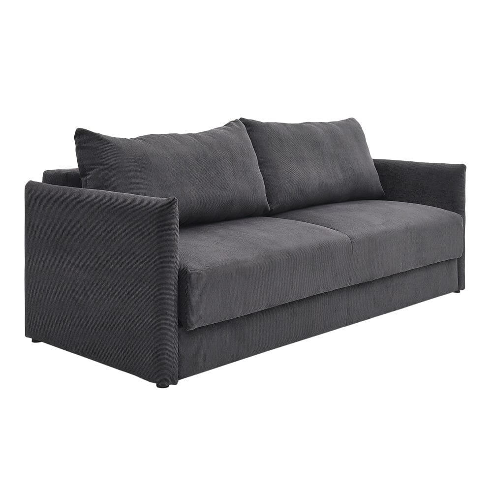 Grey 3-Seater Sleeper Sofa Bed polyester/corduroy