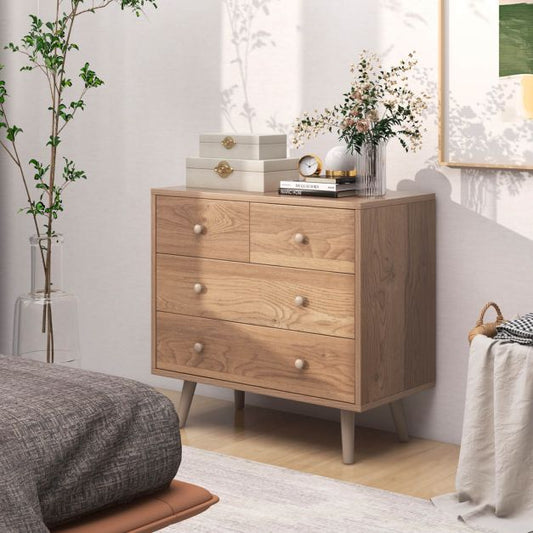 4-Drawer Dresser Modern Storage Chest Cabinet with Handles-Natural