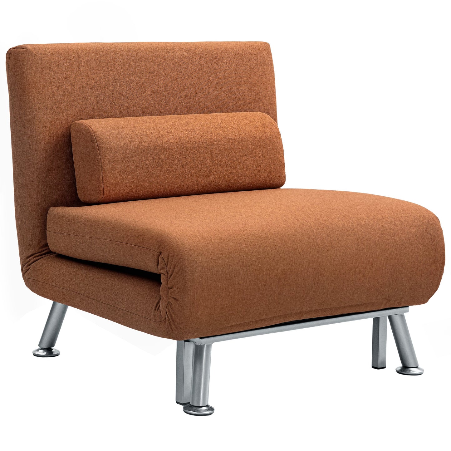 Fotel rozkładany HOMCOM Single Linen-Feel - Kawa