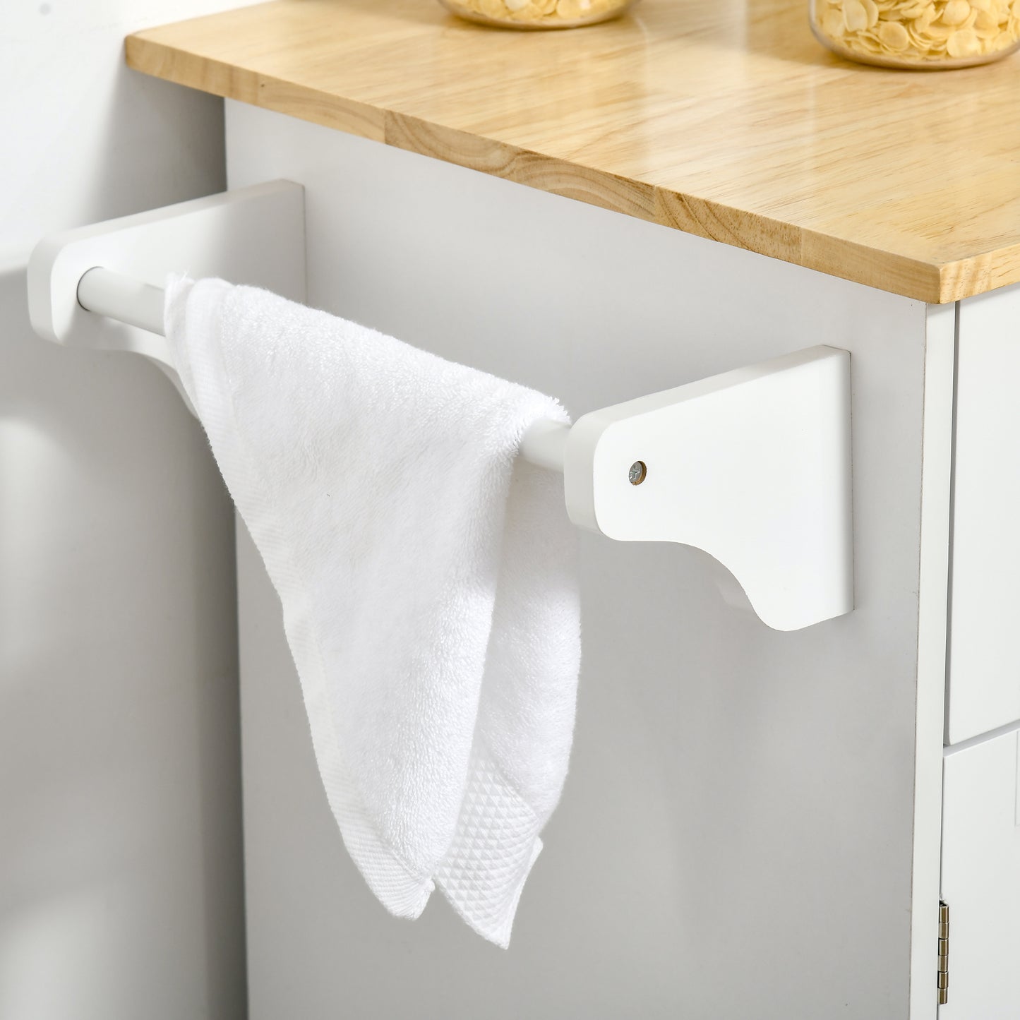 HOMCOM Kitchen Island Utility Cart, with 2 Storage Drawers & Cabinets for Dining Room, White