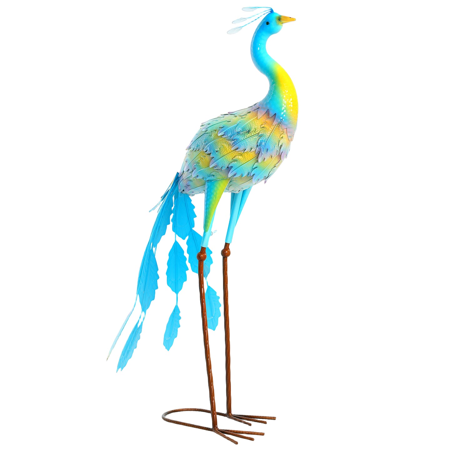 Outsunny Peacock Garden Statue, Stojąca ozdoba ogrodowa, Metalowy prezent ogrodowy z palikami do dekoracji krajobrazu stawu tarasowego, Wielokolorowy