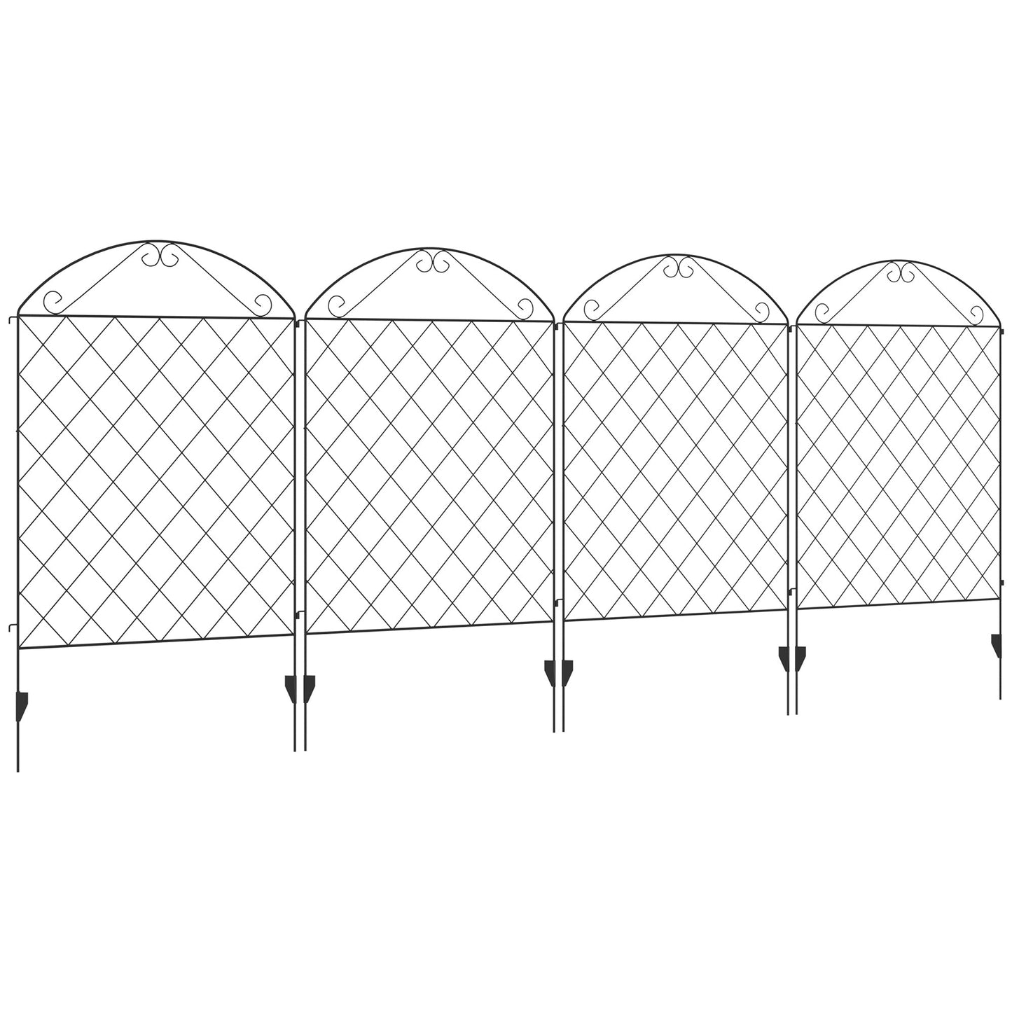 Outsunny Decorative Garden Fencing, 43in x 11.5ft Outdoor Picket Fence Panels, 4PCs Rustproof Metal Wire Landscape Flower Bed Border Edging Animal Barrier, Black