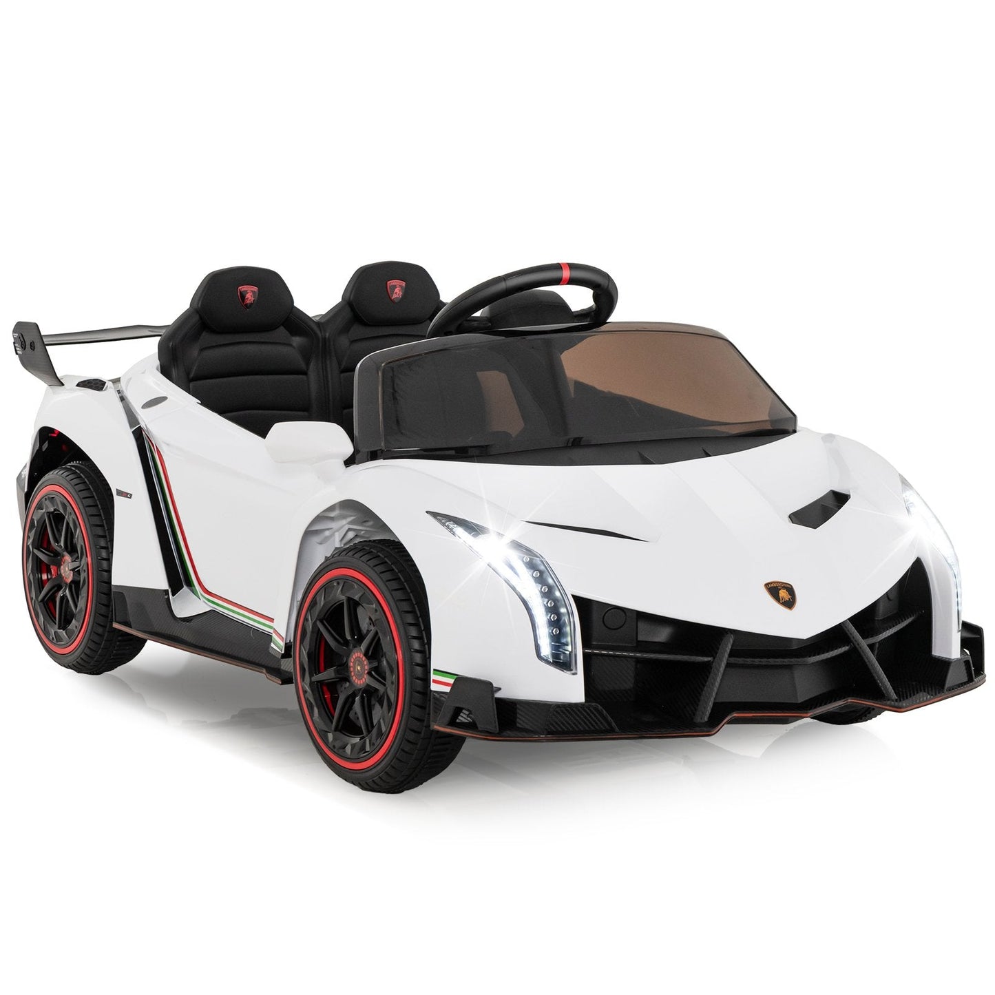 4WD Kids Ride On Sports Car Lamborghini with Taillights-White