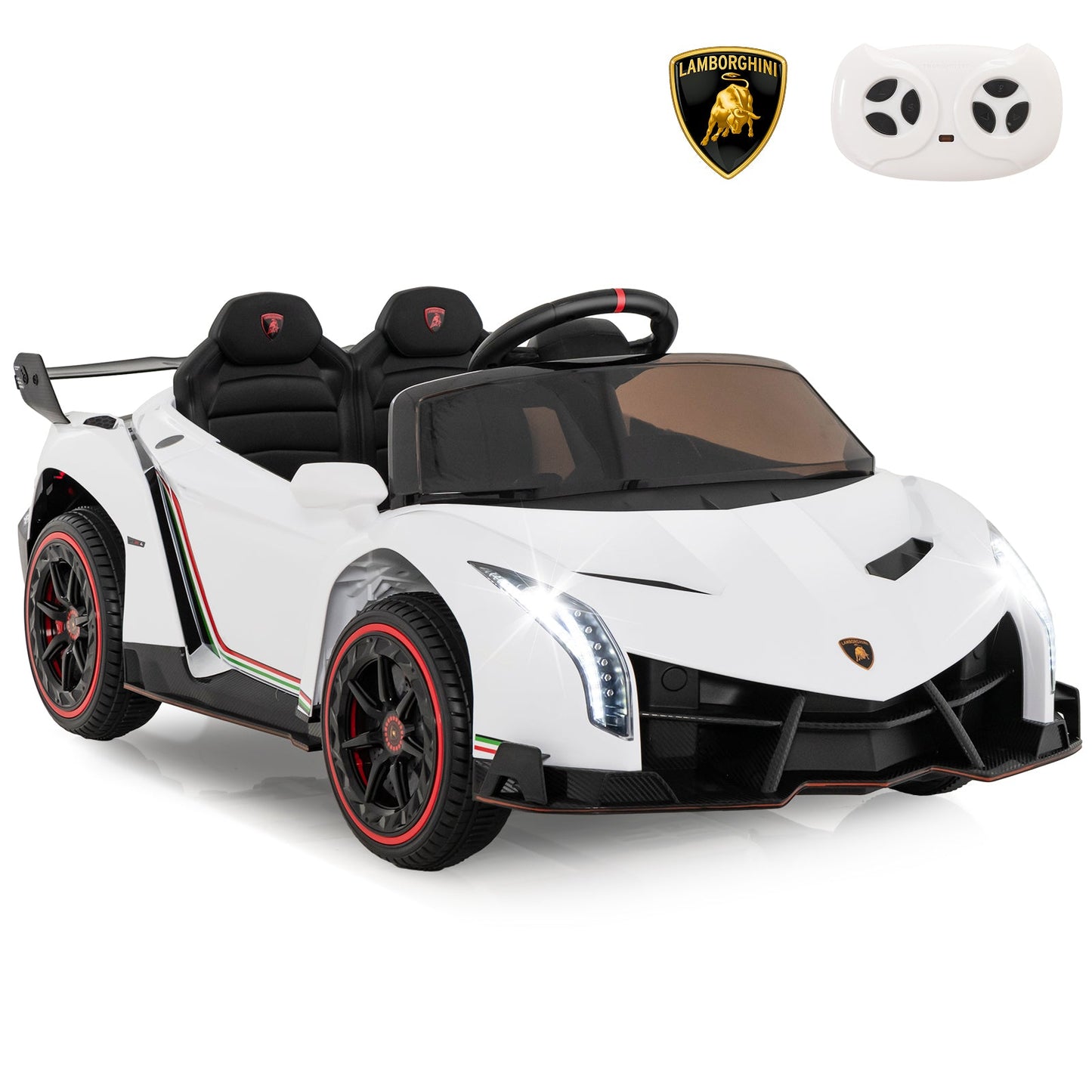 4WD Kids Ride On Sports Car Lamborghini with Taillights-White