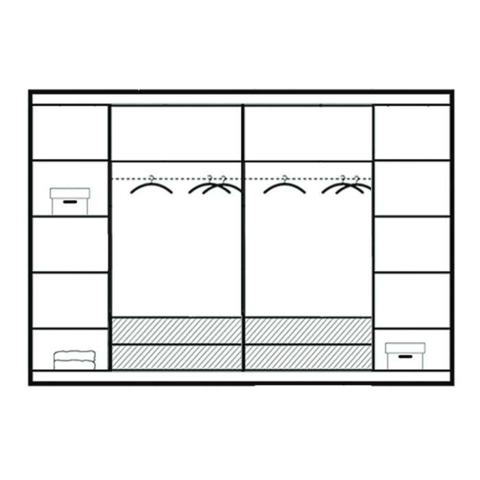 Grey Mirrored Folding Sliding Door Wardrobe 255cm – DUNHAM