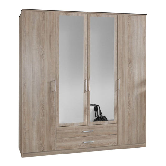 Wardrobe - OKHRA 4 Door Wardrobe Oak 180cm