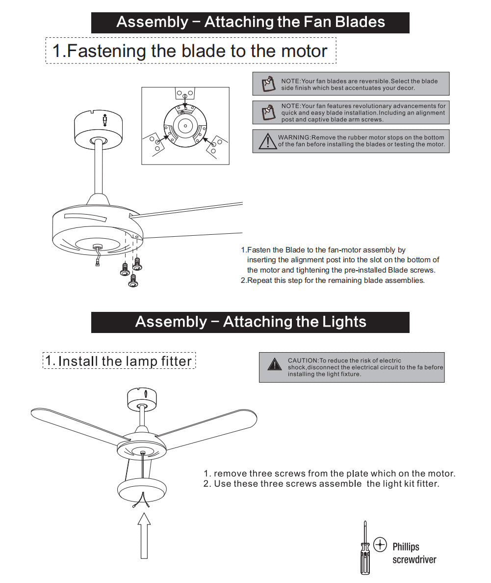 Silver 3 Blade Ceiling Fan with LED Lamp & Remote Control 42Inch