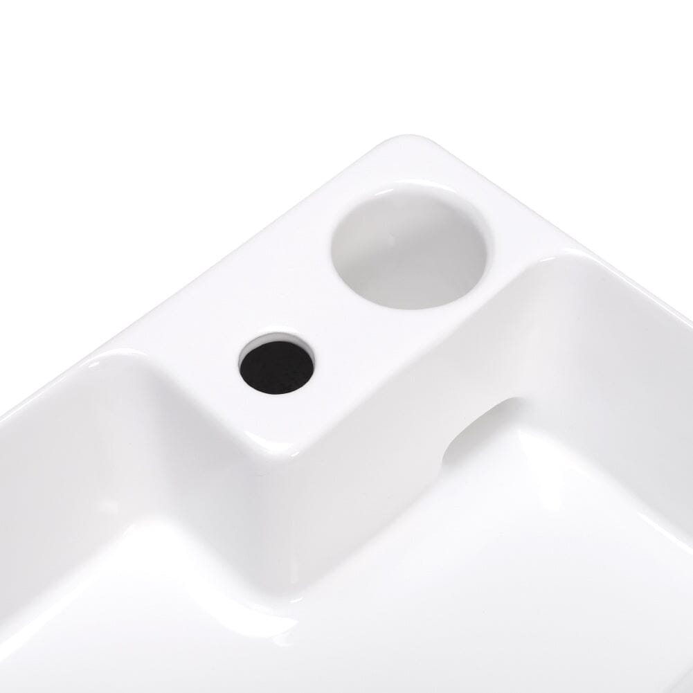 58cm W Bathroom Ceramic White Square Sink