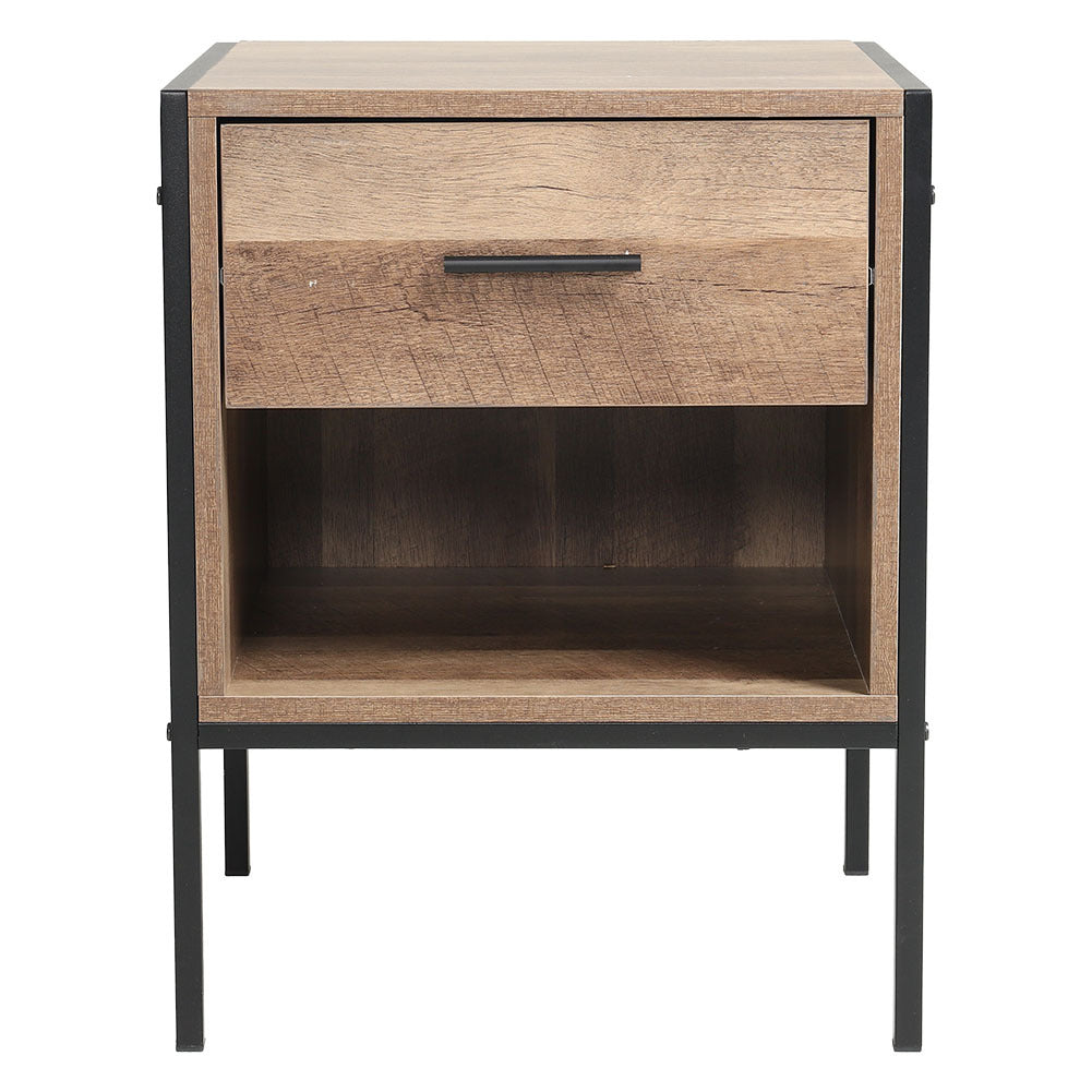 Storage Bedside Table 2 Shelves End Table Industrial Nightstand